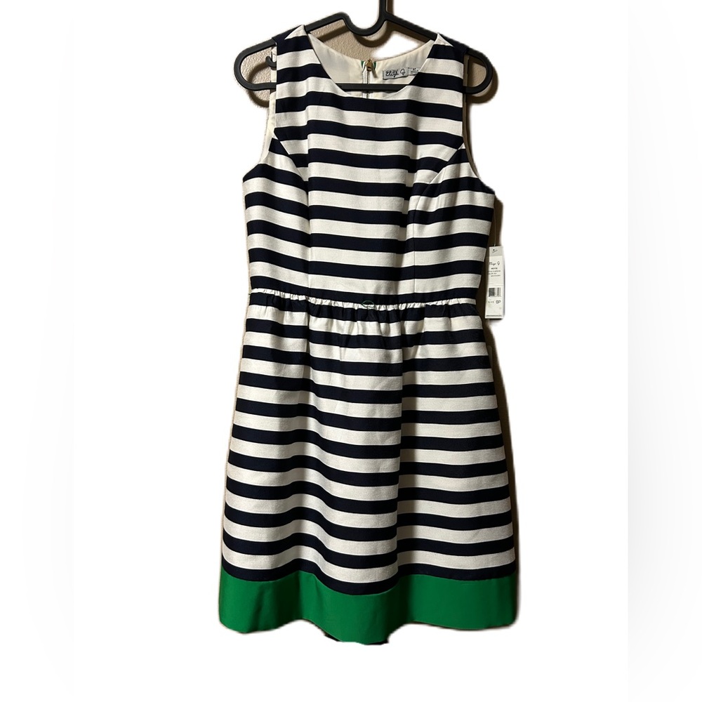 ELIZA J Sundress Size 8P Blue & White Striped Lined A Line Dress Nautical NWT